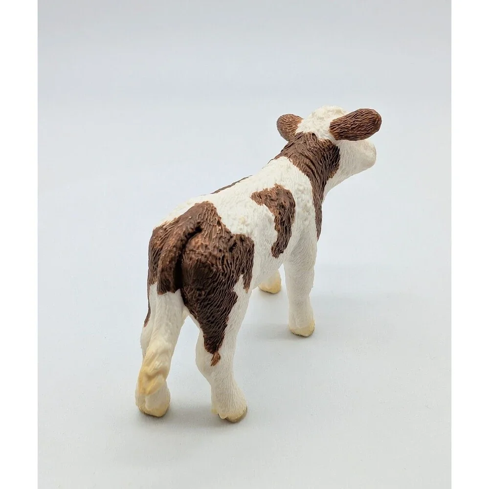 SCHLEICH Brown & White SIMMENTAL CALF Cow Farm Animal Figure 2015 Retired